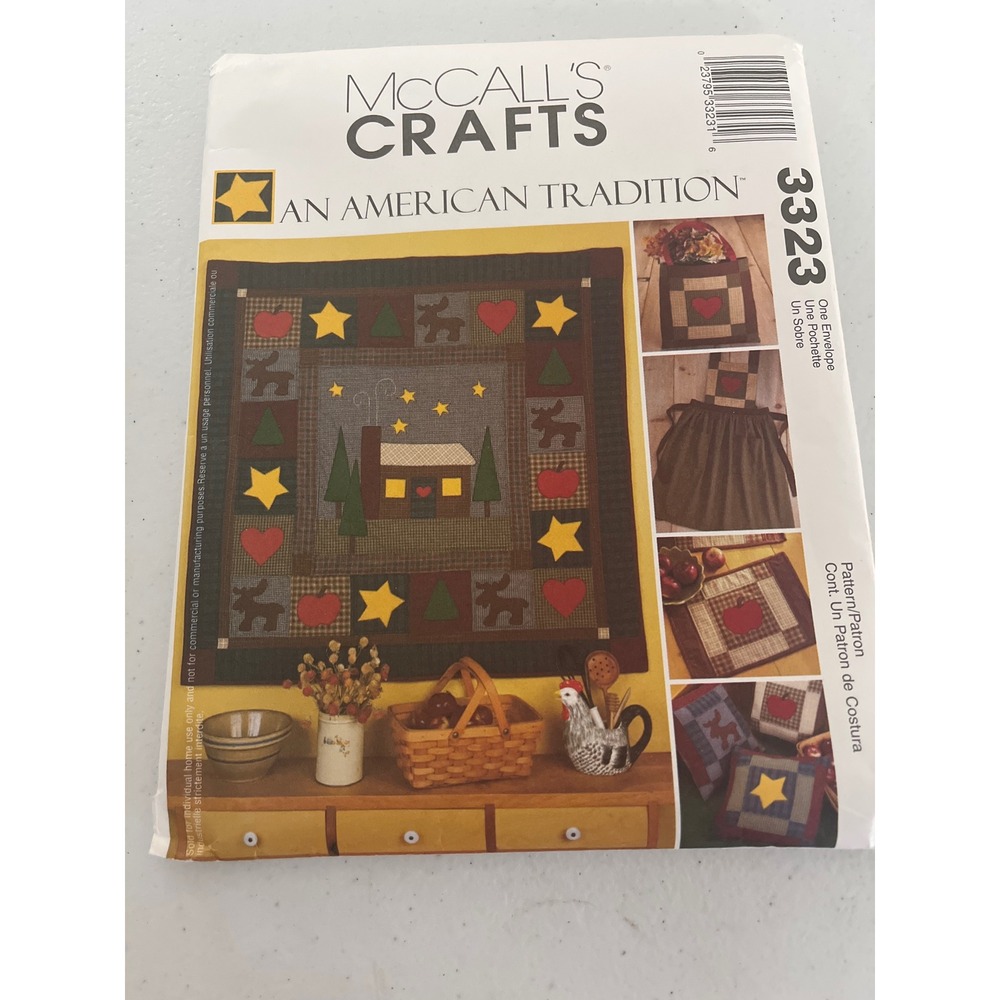 McCalls 3323 Crafts Quilt Wall Hanging Pillow Tote Apron Sewing Pattern UNCUT